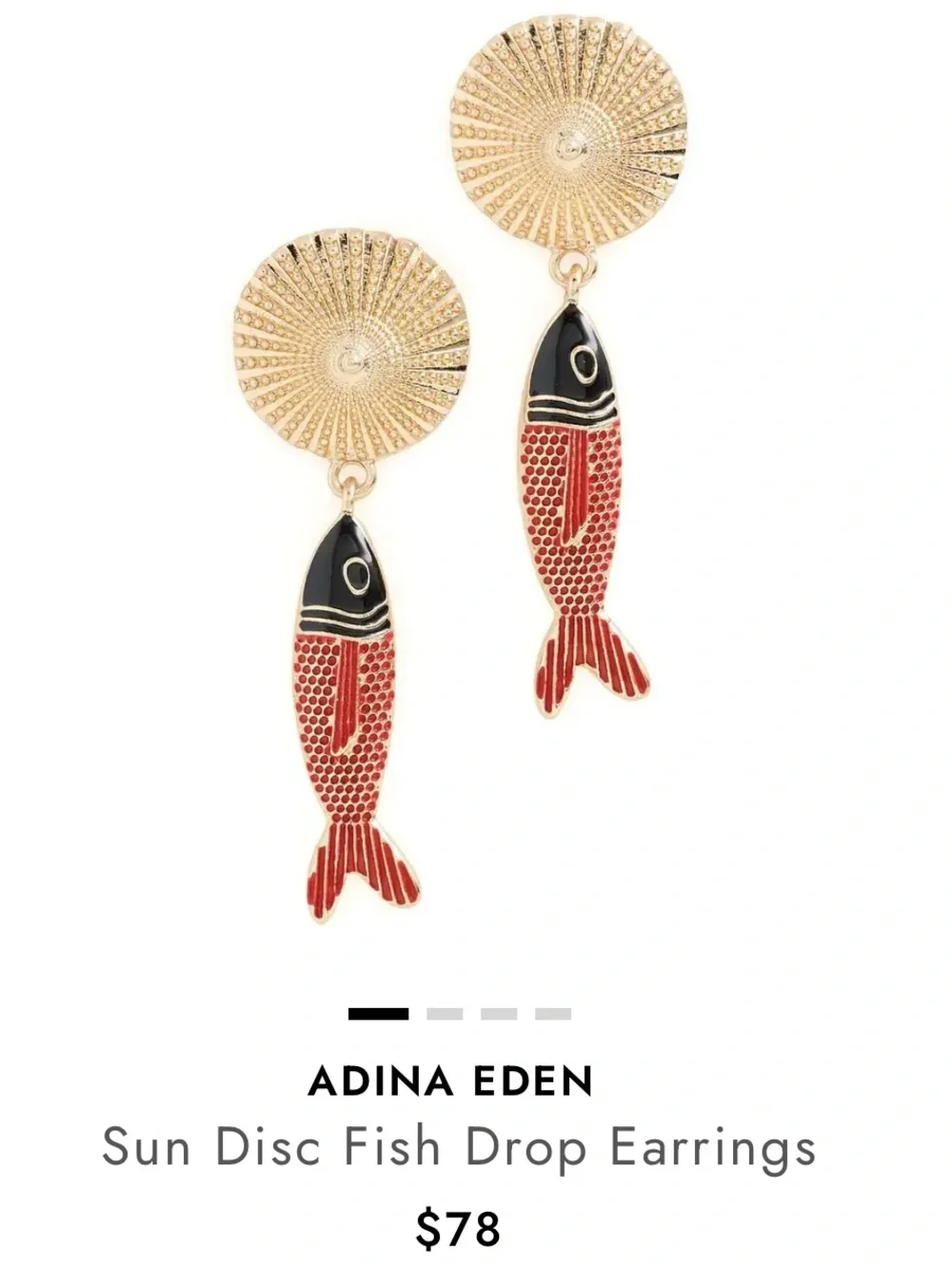 ADINA EDEN Sun Disc Fish Drop Earrings